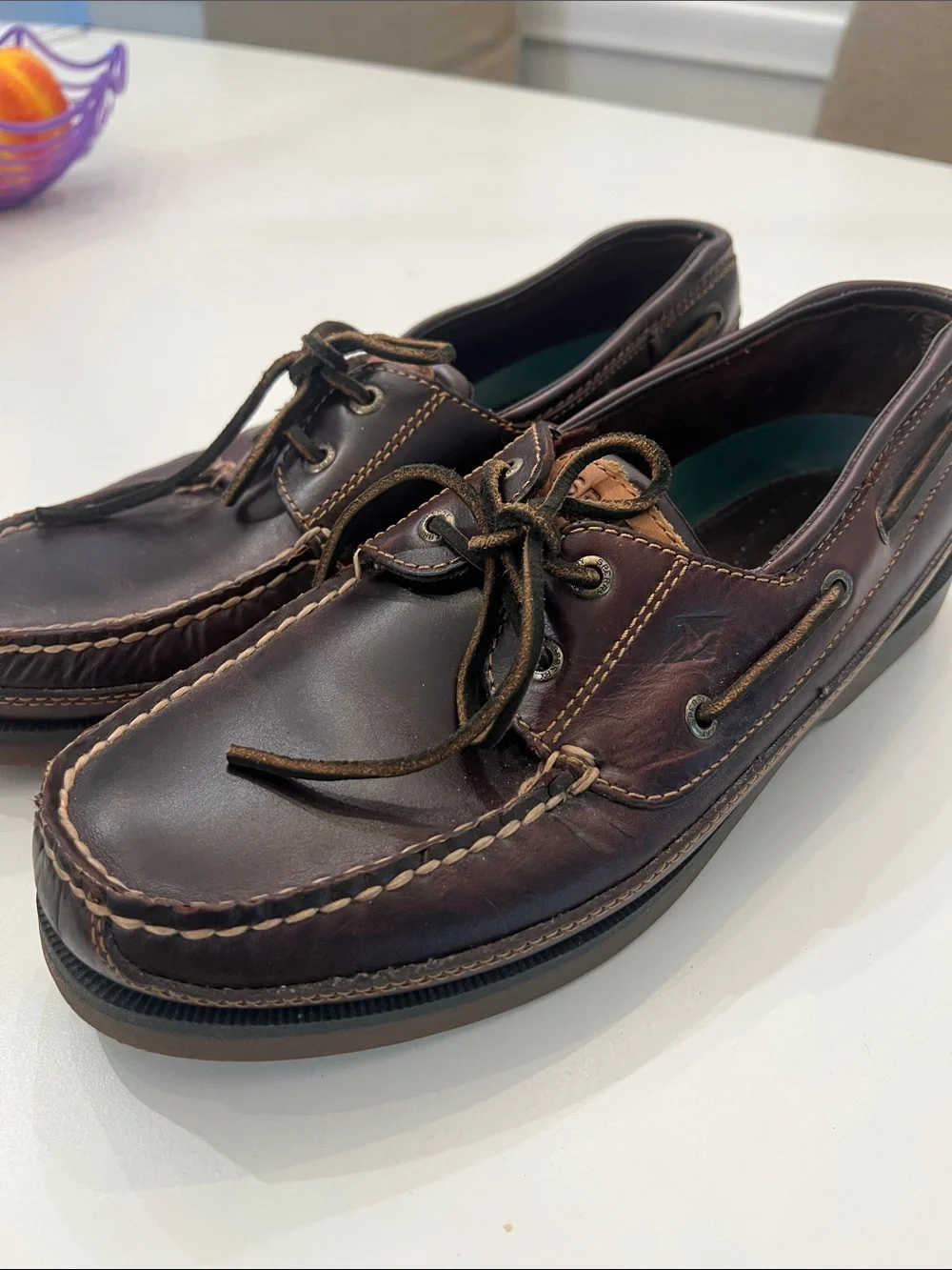 Sperry Brown Leather Moc Toe Boat Shoes